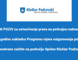 JAVNI POZIV za ostvarivanje prava na poticajnu naknadu za 2026. godinu sukladno Programu mjera osiguravanja primarne zdravstvene zaštite na području Općine Kloštar Podravski