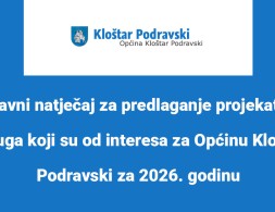 Javni natječaj za predlaganje projekata udruga koji su od interesa za Općinu Kloštar Podravski za 2026. godinu