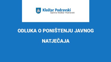 ODLUKA O PONIŠTENJU JAVNOG NATJEČAJA