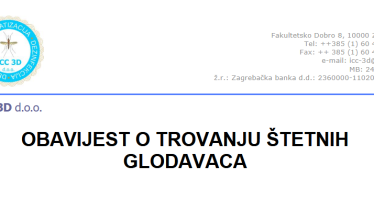 OBAVIJEST O TROVANJU ŠTETNIH GLODAVACA