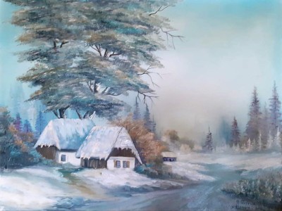 Ivan Derezic-Bazara _ Zima, ulje na platnu 