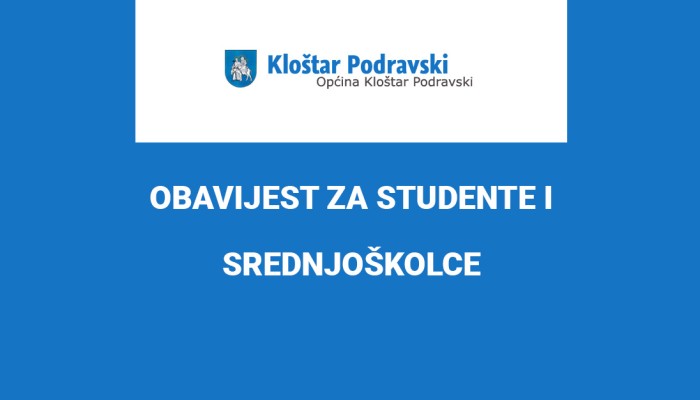 OBAVIJEST ZA STUDENTE I SREDNJOŠKOLCE