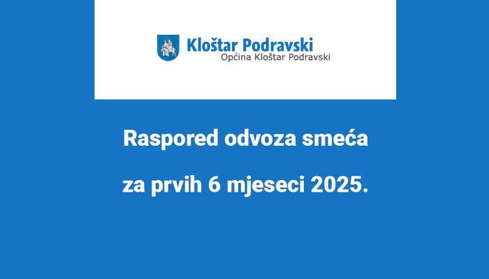 Raspored odvoza smeća za prvih 6 mjeseci 2025.